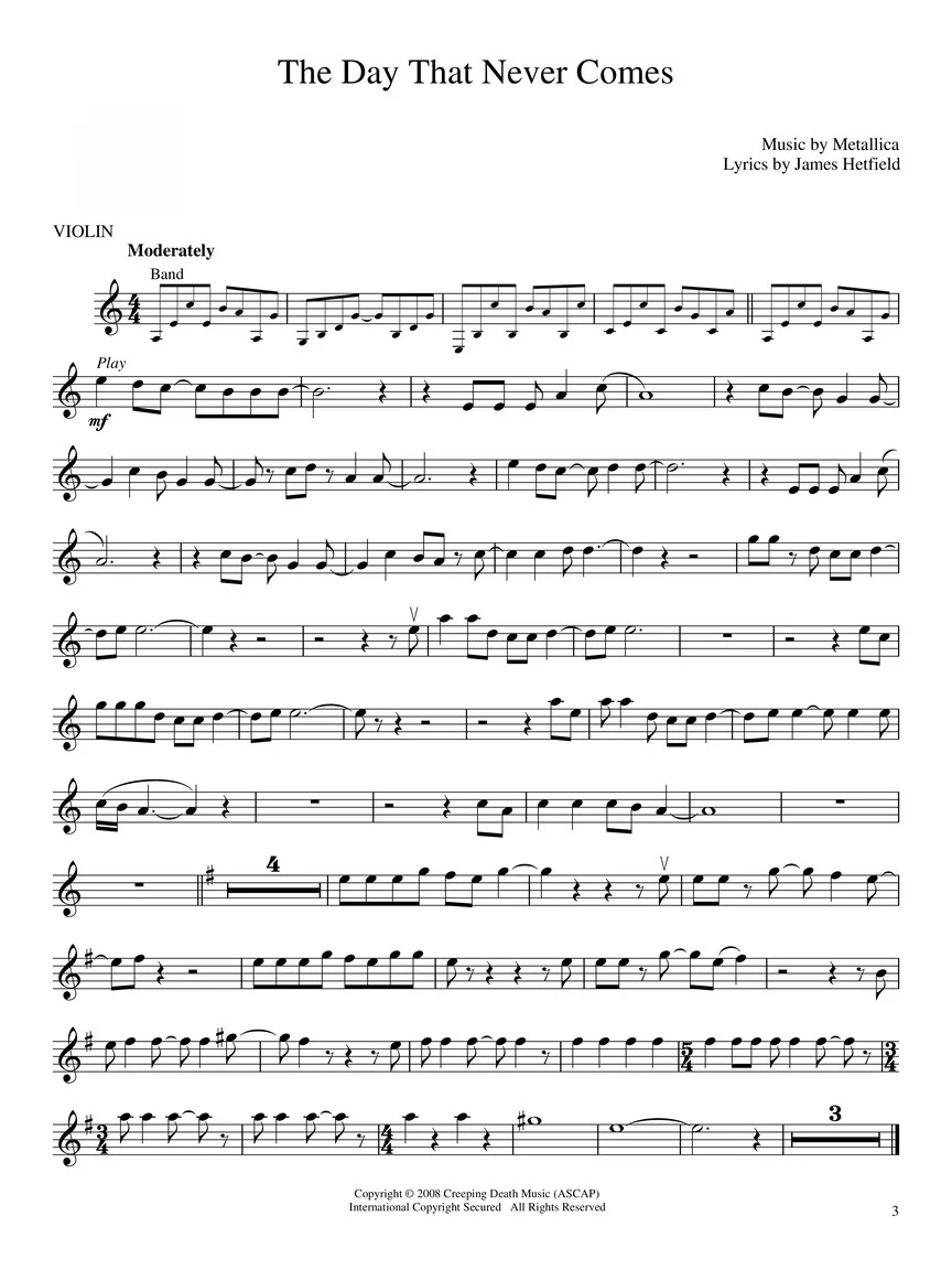 Best of Metallica, Violin - Image 3
