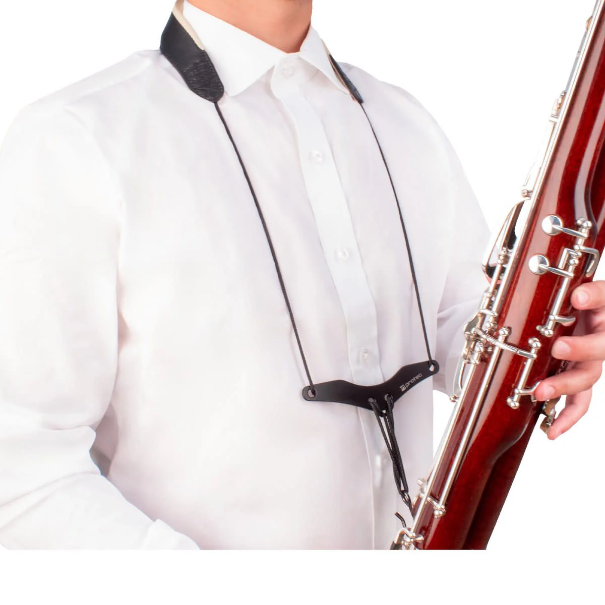 Protec Bassoon Neck Strap - Less Stress Leather, Comfort Bar & Metal Hook - Image 3