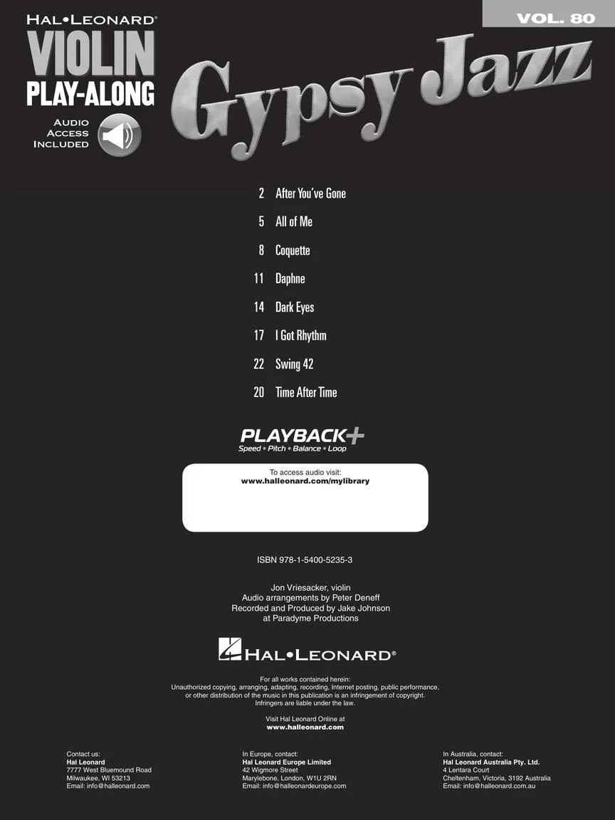 Gypsy Jazz, Violin Play-Along Vol. 80 - Image 2