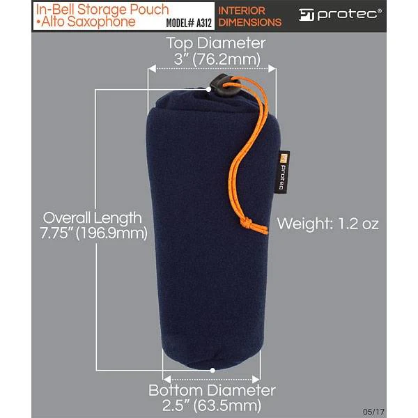 Protec Alto Saxophone In-Bell Neck & Mouthpiece Storage Pouch - Image 5